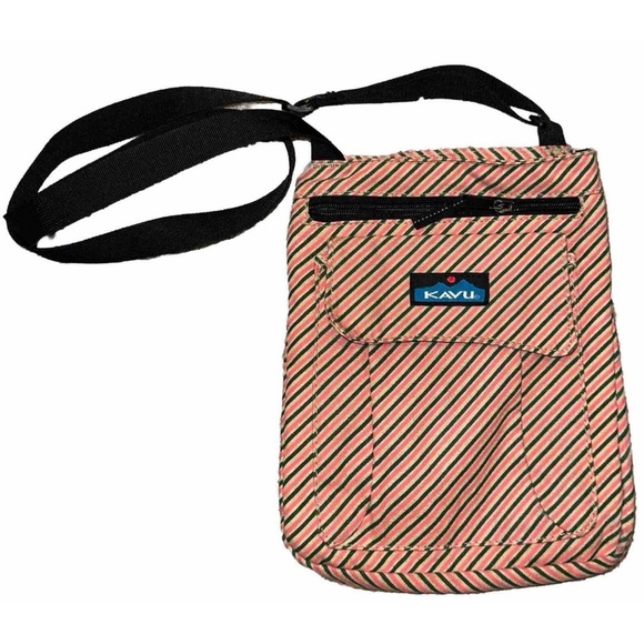 Kavu Striped Crossbody Bag - Red and Green - Picture 1 of 7